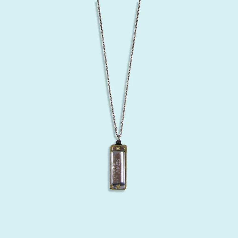 Silver Harmonica Necklace Ornamental Things